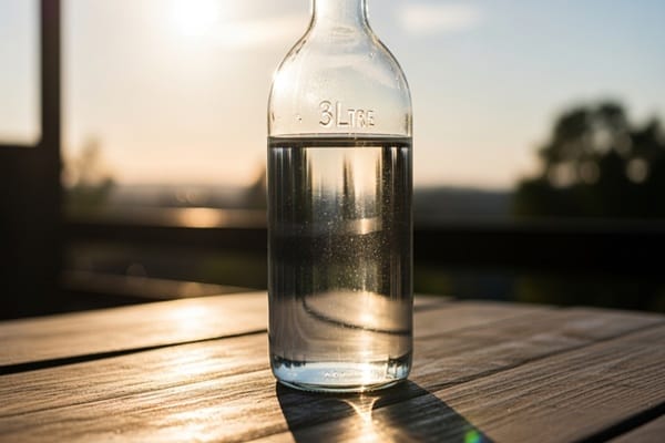 Sun charging water naturally for energy and wellness